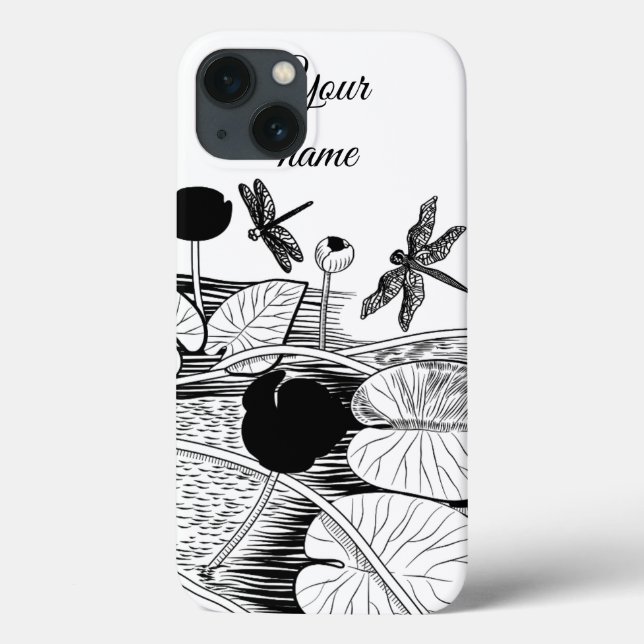 Coques Case-Mate iPhone Gravure de nénuphars (Verso)