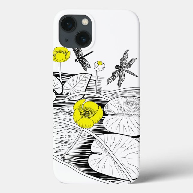 Coques Case-Mate iPhone Gravure de nénuphars (Verso)