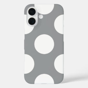 Coque Pour iPhone 16 Gray Polka Dots, Polka Dot Pattern, Dots