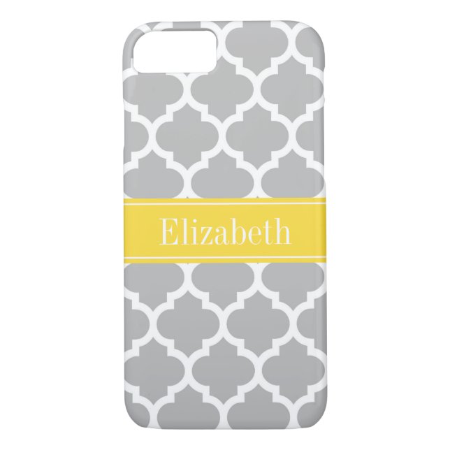 Coques Case-Mate iPhone Gray White Moroccan #5 Pineapple Name Monogram (Dos)