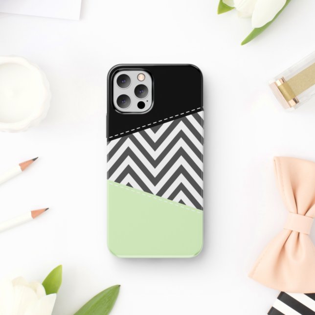 Coques Case-Mate iPhone Gray Zigzag, Gray Chevron, Zigzag Pattern, Mint (Créateur téléchargé)