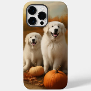 Coque Pour Pour iPhone 14 Pro Max Great Pyrenees chiot Autumn Delight Citrouille 