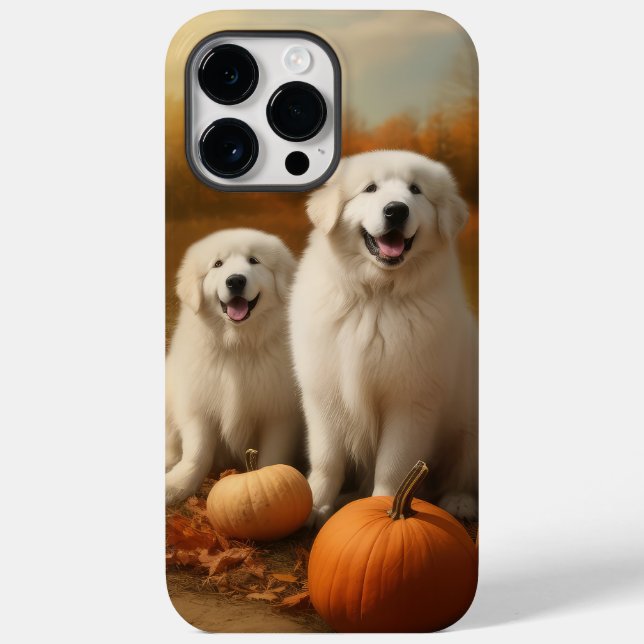 Coques Case-Mate iPhone Great Pyrenees chiot Autumn Delight Citrouille  (Verso)