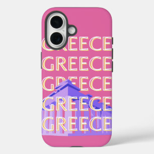 Coque Pour iPhone 16 Grèce Travel Art, Summer Travel Art, Retro, Rose