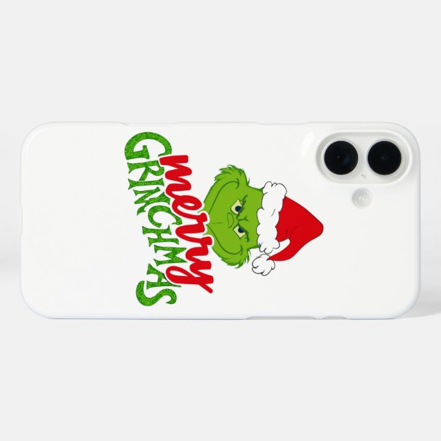 Coques Case-Mate iPhone Green Christmas Creature with Winter Elements (Verso (horizontal))