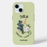 Green Floral JUILLET Mois de naissance Fleur Nom p