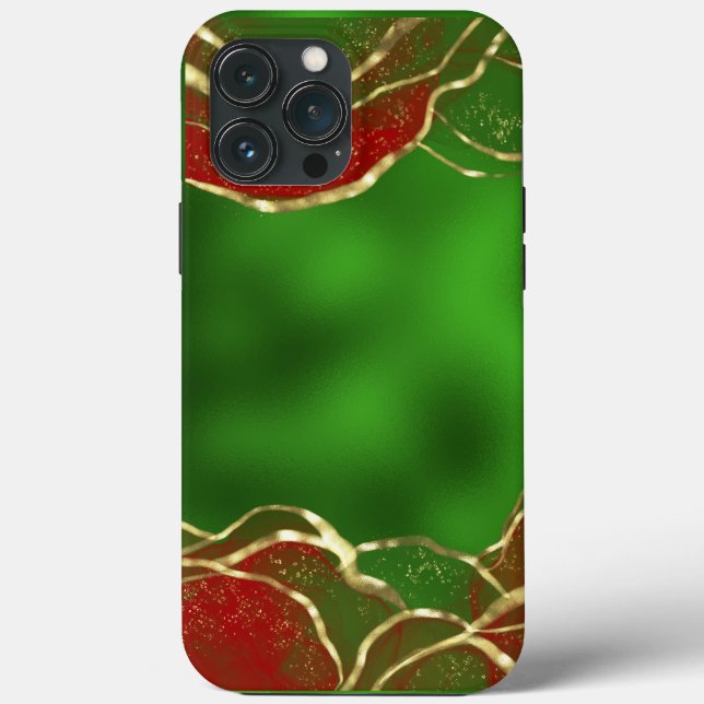 Coques Case-Mate iPhone Green Metallic Red Alcohol Ink Holiday (Verso)