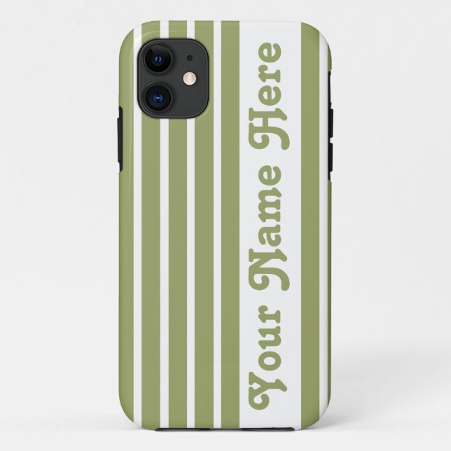 Coques Case-Mate iPhone Green Safari Stripe avec nom (Dos)