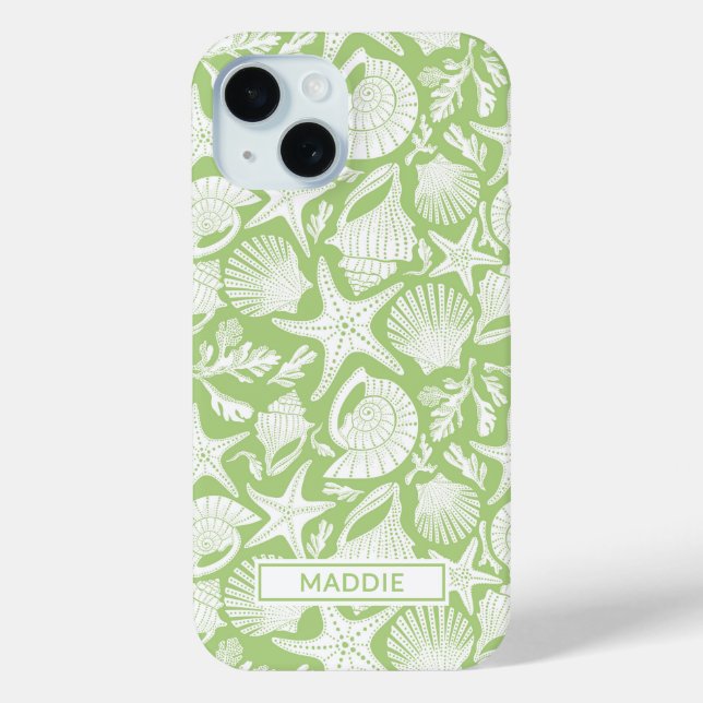 Coques Case-Mate iPhone Green Shells Personalized (Verso)