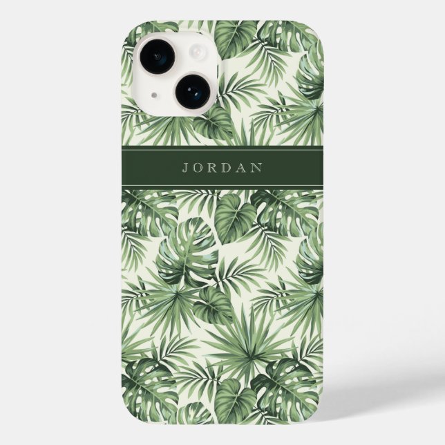 Coques Case-Mate iPhone Green Tropical Palm Feuille Motif (Verso)