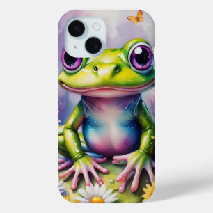 Coque Pour iPhone 15 Grenouille Avec Art numérique Fleur