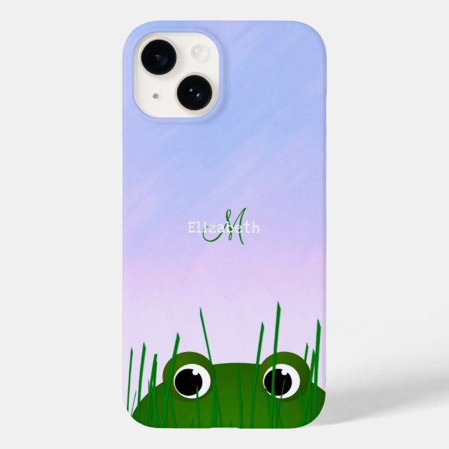 Coques Case-Mate iPhone grenouille dans un étang à travers l'herbe monogra (Verso)