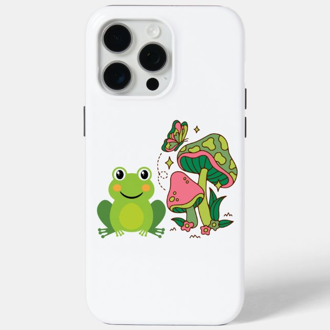 Coques Case-Mate iPhone grenouille mignonne, champignons et papillon (Verso)