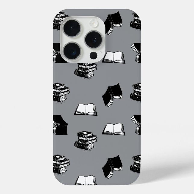 Coques Case-Mate iPhone Grey Modern Boish Bibliophile Motif de livre (Verso)