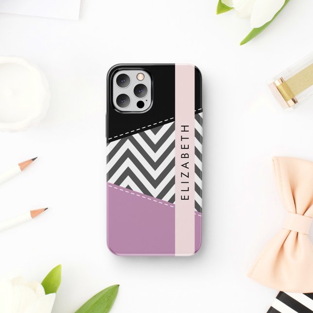 Coques Case-Mate iPhone Grey Zigzag, Grey Chevron, Purple, Votre Nom (Créateur téléchargé)