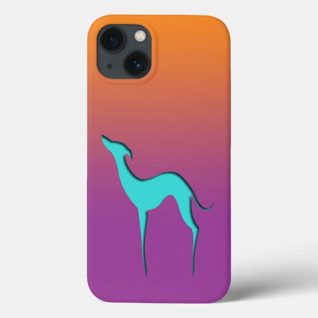 Coques Case-Mate iPhone Greyhound Whippet chien bleu orange violet ombre (Verso)