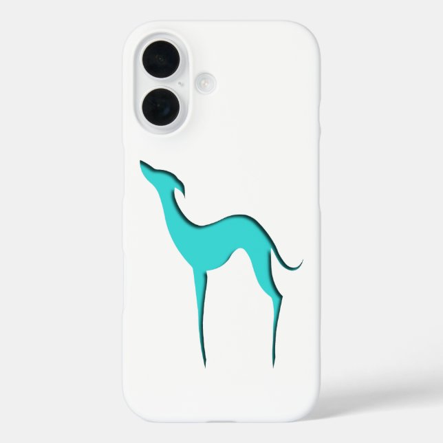 Coques Case-Mate iPhone Greyhound Whippet chien turquoise silhouette bleue (Verso)