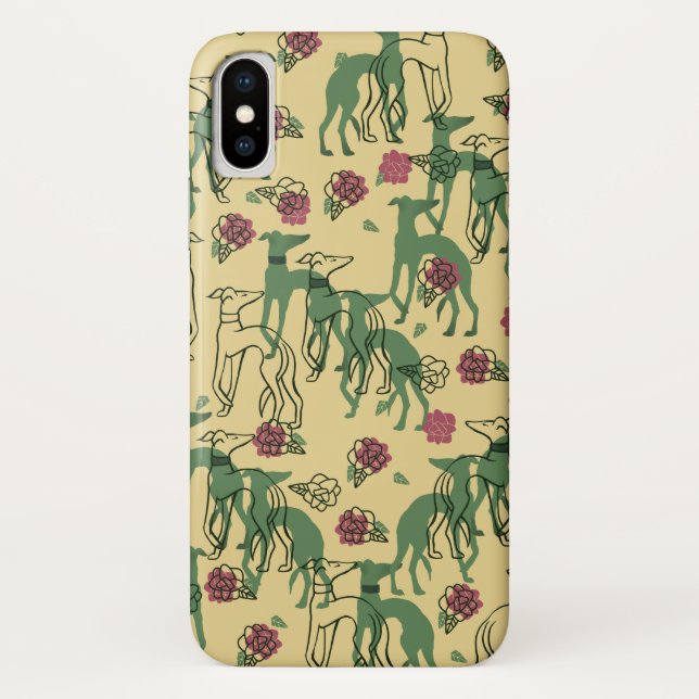 Coques Case-Mate iPhone Greyhounds et Rose Greyhound Rose Printemps Motif (Dos)
