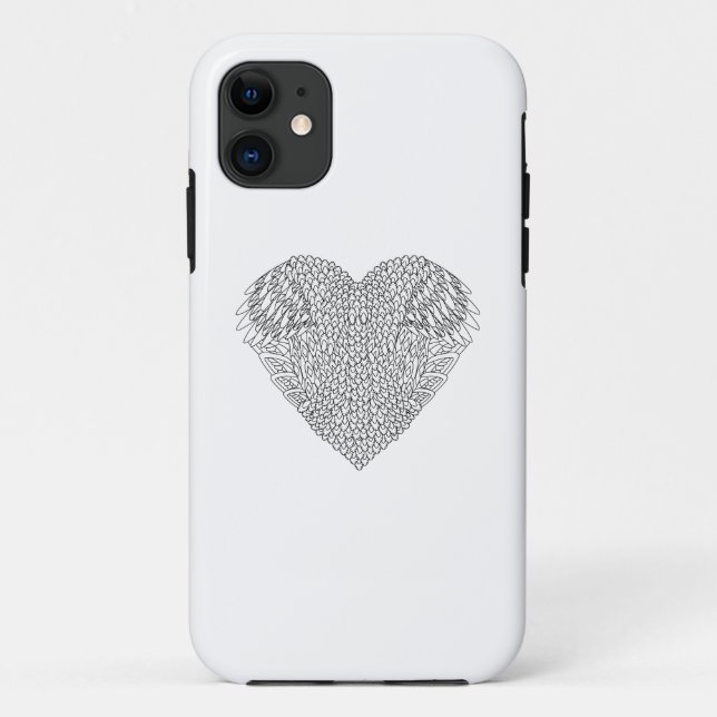 Coques Case-Mate iPhone Griffonnage à ailes de coeur (Dos)