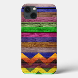 iPhone 13 Case Grille Chevron en bois moderne