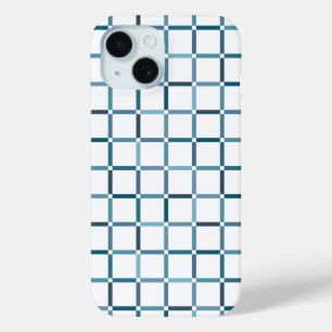 Coque Pour iPhone 15 Grille colorée avec nuances de tons de la mer dans