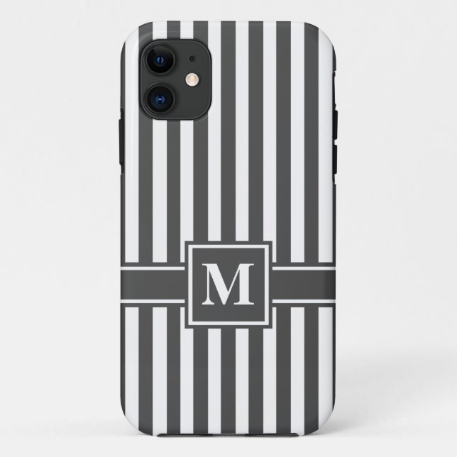 Coques Case-Mate iPhone Grille moderne au charbon de bois avec monogramme (Dos)