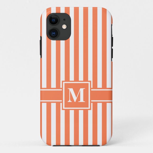 Coques Case-Mate iPhone Grille moderne corail avec Monogramme (Dos)