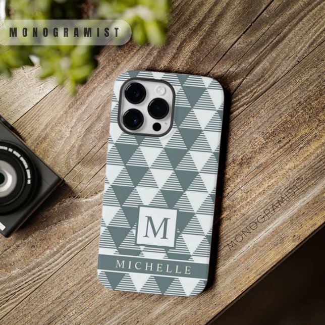 Coques Case-Mate iPhone Gris blanc personnalisé triangle bandes géométriqu (Custom White Grey Triangle Stripes Geometric Case-Mate iPhone Case)
