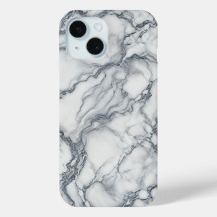 Coque Pour iPhone 15 Gris chic et blanc aspect marbre Glamour