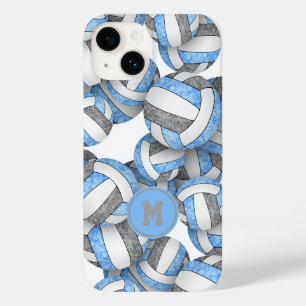 Coque Pour iPhone 14 Gris clair monogrammé filles volleyball