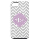 Gris et Lilac violet moderne Chevron Monogramme