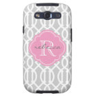 Gris et rose Trellis moderne Monogramme personnali