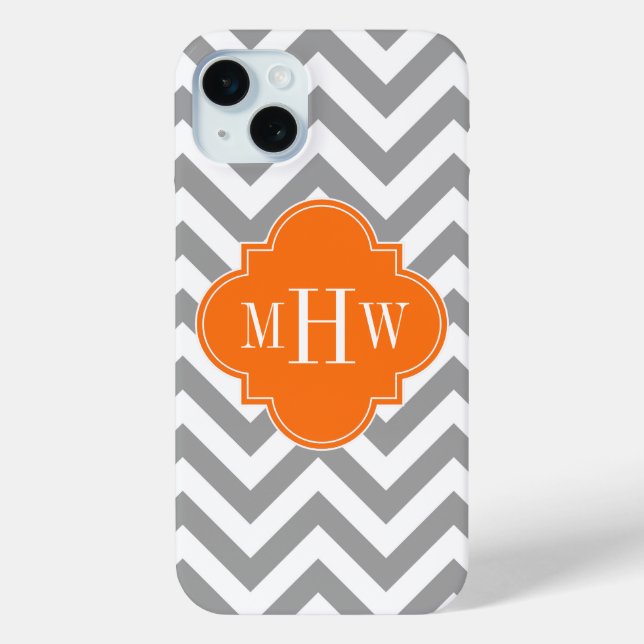 Coques Case-Mate iPhone Gris foncé Lg Chevron Citrouille Quatrefoil 3 Mono (Verso)