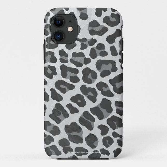 Coques Case-Mate iPhone Gris léopard et imprimé gris clair (Dos)