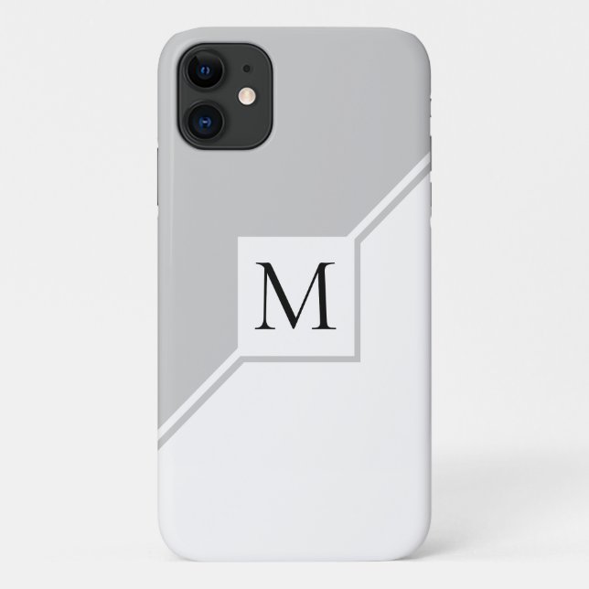 Coques Case-Mate iPhone Gris monogramme géométrique moderne (Dos)