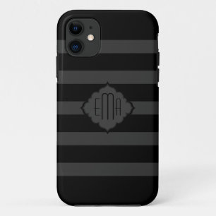Coque iPhone 11 Gris noir et gris foncé Motif géométrique