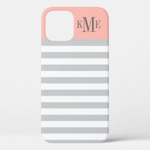 Case-Mate iPhone Case Gris rose clair moderne rayures sur mesure Monogra