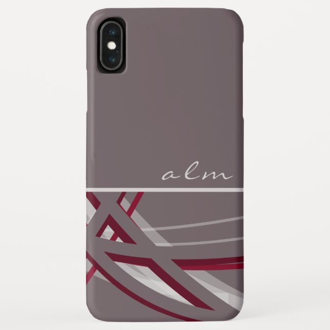Coques Case-Mate iPhone Gris & Vin Design de ruban Artistique avec Monogra (Dos)