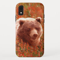 Grizzly Bear Cub dans Fireweed Peinture Art de la