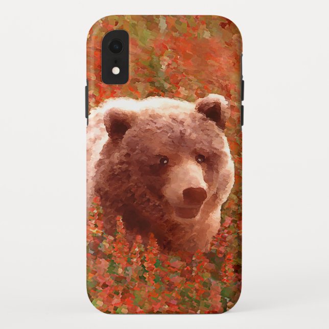 Coques Case-Mate iPhone Grizzly Bear Cub dans Fireweed Peinture Art de la  (Dos)