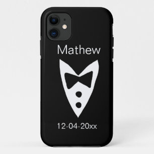 Case-Mate iPhone Case groomsman ajouter nom année noir arc chemise crava