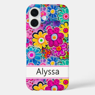 Coque Pour iPhone 16 Groovy Rétro Floral Personnalisé