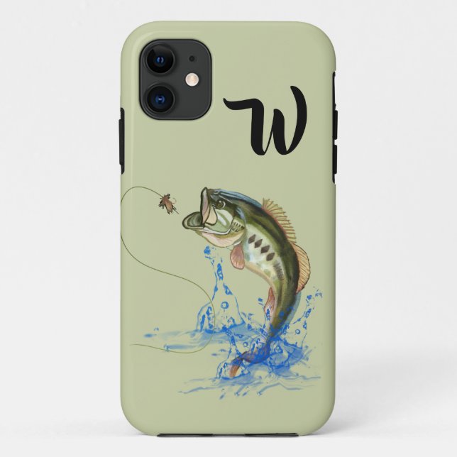 Coques Case-Mate iPhone Grosse Bouche Poisson Poisson Sauter Monogramme (Dos)