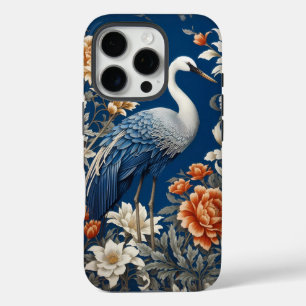Coques iPhone 16 Pro Grue Bleue Élégante William Morris Inspiré