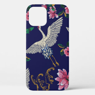 Case-Mate iPhone Case Grues brodées et fleurs, vintage transparent p