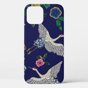 Case-Mate iPhone Case Grues japonaises, vagues et fleurs. Broderie