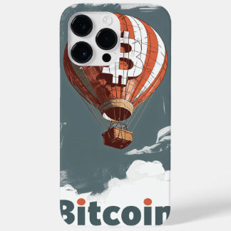 Coque Pour Pour iPhone 14 Pro Max Grunge Bitcoin hot air balloon Blockchain design