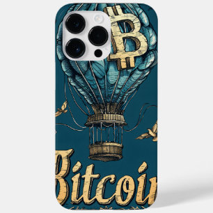 Coque Pour Pour iPhone 14 Pro Max Grunge Bitcoin hot air balloon Blockchain design