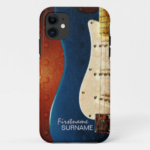 Etui iPhone Case-Mate Grunge métallique de guitare bleu électrique Texte