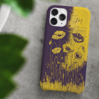 Grunge Poppy Yellow Purple Monogramme Nom personna